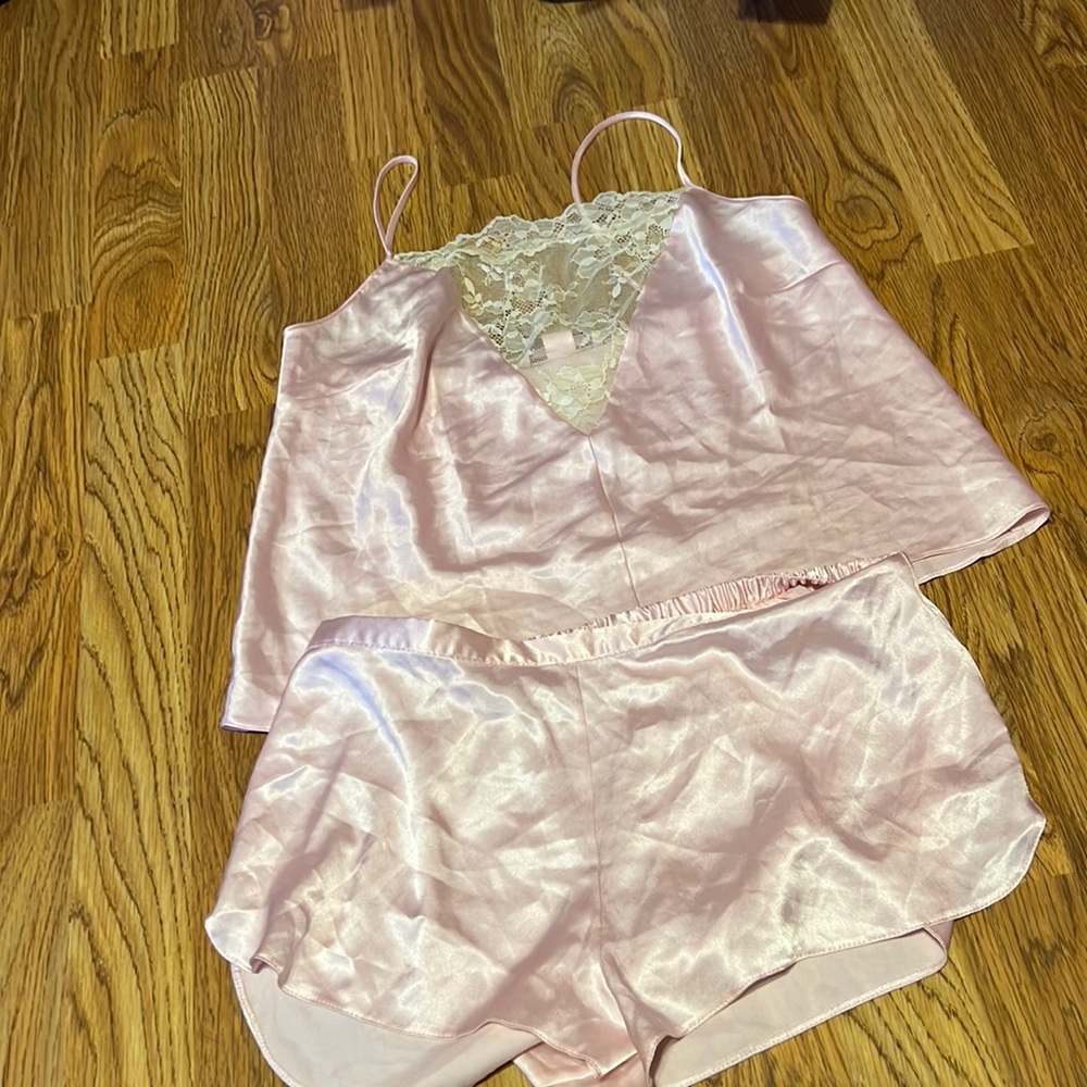 Pink lace and satin PJ Set